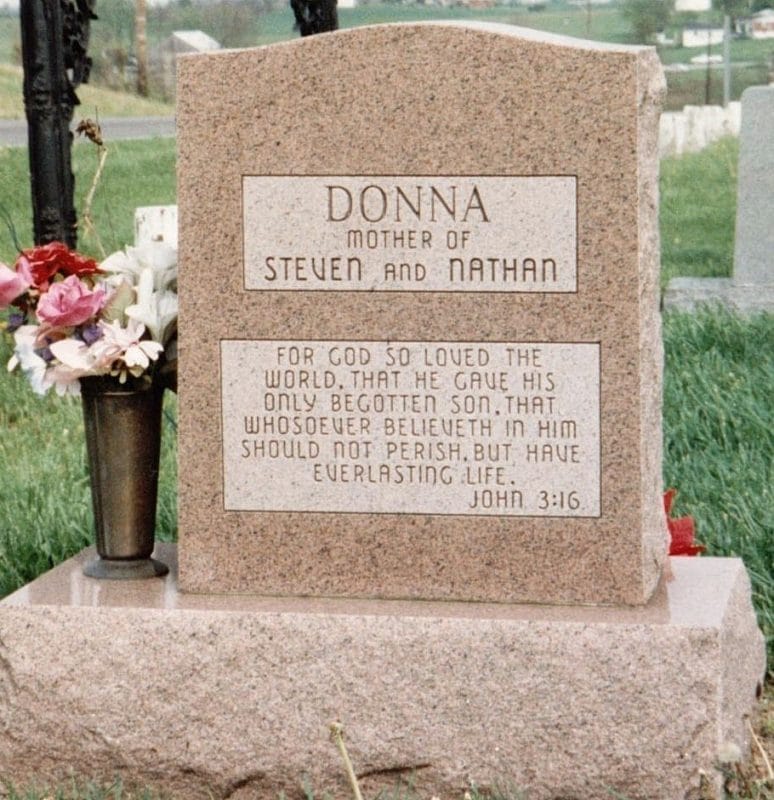 Pink Granite Headstone with Bronze Vase